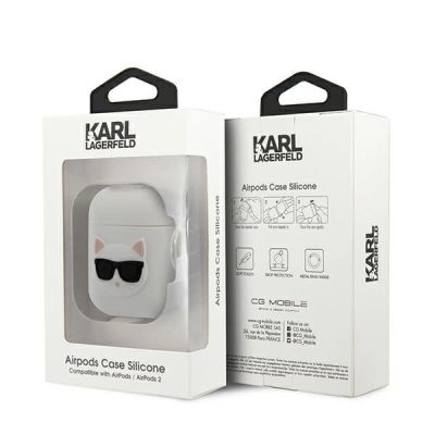3. Karl Lagerfeld Silikon-Schutzhülle für AirPods 1/2 - Weiß