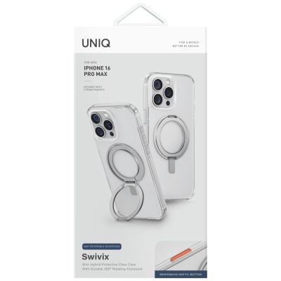 4. Uniq Swivix 360 Rotating Kickstand Case für iPhone 16 Pro Max - Transparent