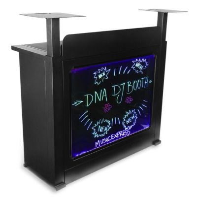 3. DJ BOOTH BK – DJ-Pulttisch, RGB-LED-beleuchtete Tafel, Fernbedienung, Stifte, Abdeckung