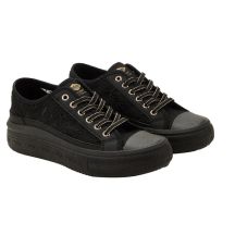 Lee Cooper Damen-Sportschuhe, Sneaker, schwarz, Plateau, Schnürung