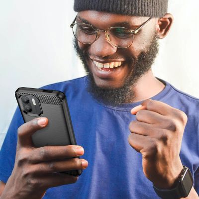 8. Carbon Case Hülle für Xiaomi Redmi A1+ flexible Silikon-Carbon-Hülle schwarz