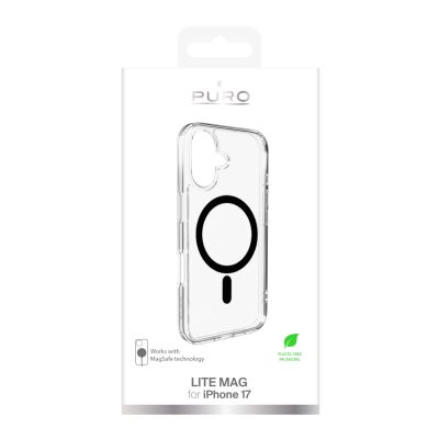 2. Puro Lite Mag TPU+PC Hülle kompatibel mit MagSafe für iPhone 17 - Transparent mit schwarzem Ring
