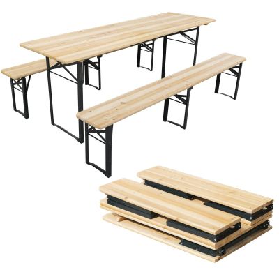 Picknick-Bar-Set – Holztisch und 2 Bänke – faltbar