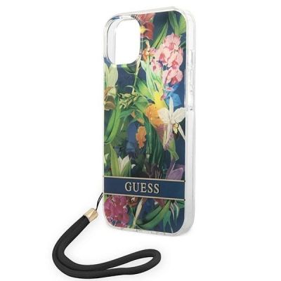 5. Guess GUOHCP14MHFLSB iPhone 14 Plus 6,7 "blau / blauer Hardcase Flower Strap