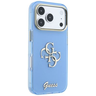 4. Guess IML 4G Script Metallhülle für iPhone 18 Pro Max / 17 Pro Max – Hellblau