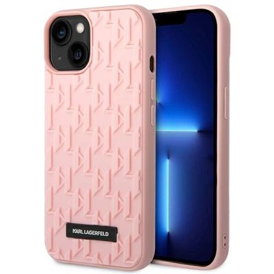 Karl Lagerfeld 3D-Monogramm-Hülle für iPhone 14 Plus – Rosa