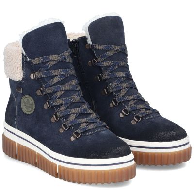 4. Rieker Y6347-14 Marineblaue wasserdichte Damen-Ankle-Boots aus Leder