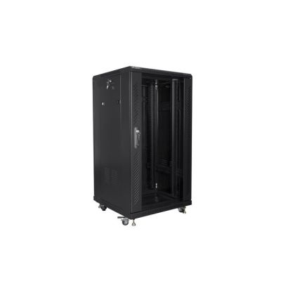 Lanberg FF01-6622-12B Rack-Schrank (22 HE; 19 Zoll; 1160 mm / 600 mm / 600 mm; Standgerät; Glas; 800 kg; schwarz)