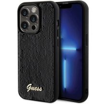 Guess Pailletten-Schriftzug-Metallgehäuse für iPhone 13 Pro Max – Schwarz