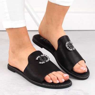 11. Bequeme Hausschuhe mit Zirkonen S.Barski W OLI258A schwarz