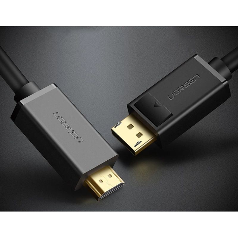 14. Ugreen Unidirektionales DisplayPort-zu-HDMI-Kabel 4K 30Hz 32 AWG 2m Schwarz (DP101 10202)