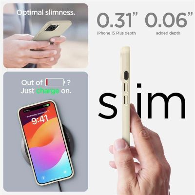 7. Spigen Thin Fit Hülle für iPhone 15 Plus – Beige
