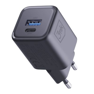 22. 3mk Hyper Charger PD 33W GaN QC4+ PPS AFC FCP SCP 1A1C Wandladegerät – Schwarz