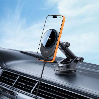 9. Tech-Protect V21 MagSafe Kfz-Halterung mit 25-W-QI2.2-Induktionsladegerät für Cockpit/Windschutzscheibe/Lüftungsschlitze – Schwarz