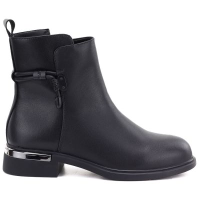 2. Schwarze Damen-Ankle-Boots aus Leder D&A S.Barski MK62-7025