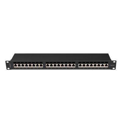 LANBERG Patchpanel, 24 Ports, 1 HE, 19" CAT.6A FTP, Schwarz, PPSA-1024-B