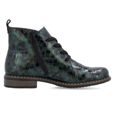 4. Damen-Lackstiefeletten in grüner Kroko-Optik Rieker 71205-90