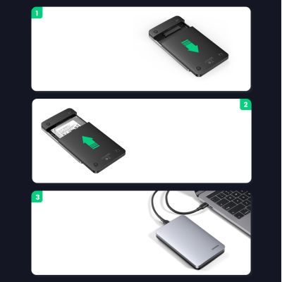 7. Ugreen CM300 70498 Schacht für 2,5'' SATA 3.0 6Gbit/s Festplatte – Grau + USB-C – USB-A Kabel 0,5 m