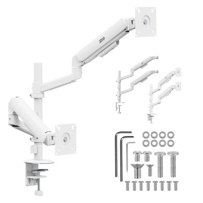9. ERGO BÜROHALTERUNG FÜR 2 MONITOREN, GASFEDERUNG, 17"-32", 1-10 kg, MATTWEISS ER-692 W