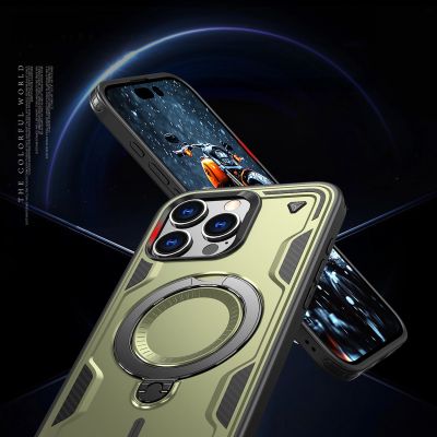 6. Hybrid Armor Trendige Hülle mit MagSafe für iPhone 16 Pro – Grün