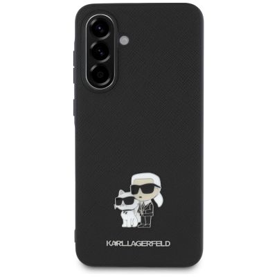 2. Karl Lagerfeld Saffiano-Hülle mit K&C-Metalllogo für Samsung Galaxy A56, Schwarz