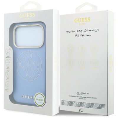 8. Guess Perforierte 4G Gold Logo Magsafe Hülle für iPhone 18 Pro Max / 17 Pro Max - Hellblau