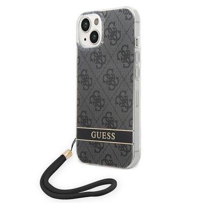 Guess GUOHCP14MH4STK iPhone 14 Plus 6,7 "schwarz / schwarzes Hardcase 4G Print Strap