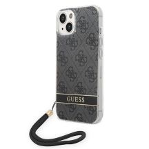 Guess GUOHCP14MH4STK iPhone 14 Plus 6,7 "schwarz / schwarzes Hardcase 4G Print Strap