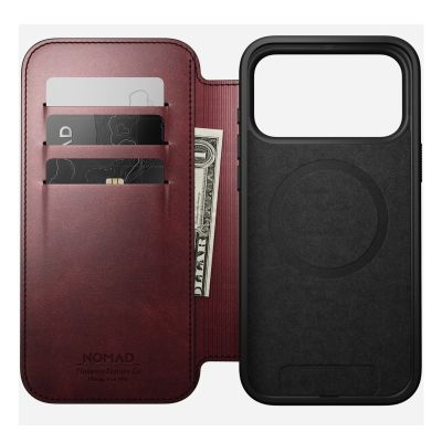 2. NOMAD Modern Leather Folio - MagSafe-kompatible Lederhülle für iPhone 17 Pro Max, Horween-Leder (burgunderrot)