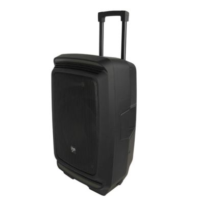 14. V-TONE OrionX 14 ACCU – Aktivlautsprecher, schwarz, wiederaufladbar, Bluetooth, TWS, USB, AUX, FM, DSP, ausziehbarer Griff, Transportrollen, 135 W RMS