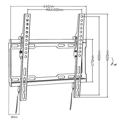 5. MACLEAN TV-WANDHALTERUNG, VESA MAX 400X400, 32-70", 45KG, NEIGUNGSVERSTELLUNG +0°~-10°, MC-412
