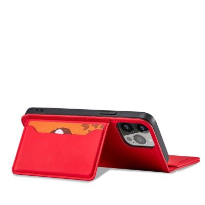 4. Magnetkartenhülle für iPhone 13 Pro Max Tasche Kartenetui Kartenhalter Rot