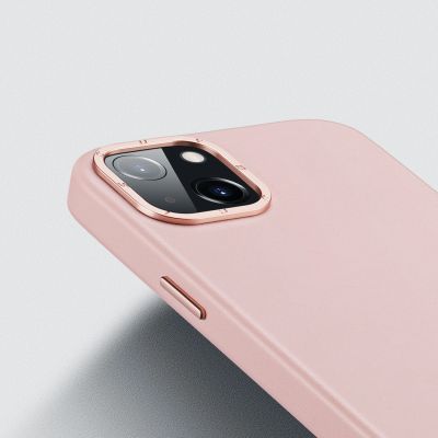 8. Dux Ducis Grit Ledertasche für iPhone 14 Plus Elegante Kunstlederhülle (MagSafe-kompatibel) Rosa