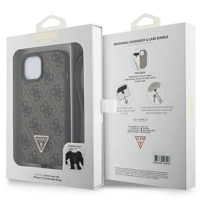 9. Guess GUHCP15MP4TDSCPW iPhone 15 Plus 6,7" braun/braunes Hardcase Crossbody 4G Metalllogo