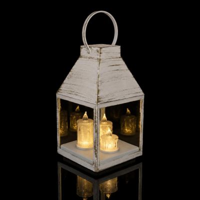 3. Adventslaterne Roraty LED-Laterne 25 cm 3 Kerzen Weiß