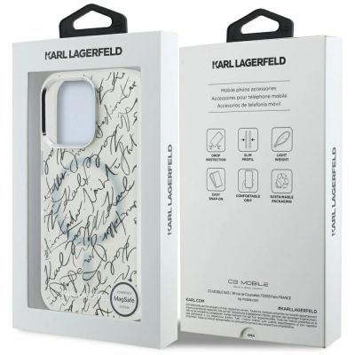 8. Karl Lagerfeld IML Karl Script Pattern MagSafe Case für iPhone 16 Pro - Weiß