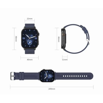 20. GRAVITY GT15-12 Damen-Smartwatch, marineblaues Silikonarmband + schwarzes Armband