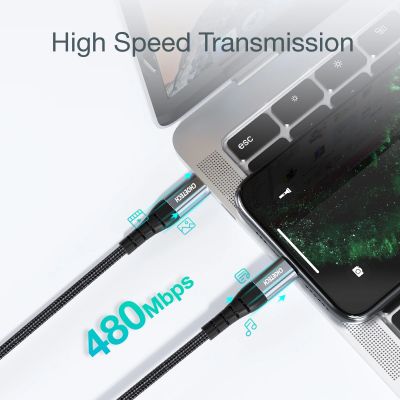 6. Choetech IP0039 USB-C/ Lightning MFi-Kabel, 1,2 m lang – Schwarz