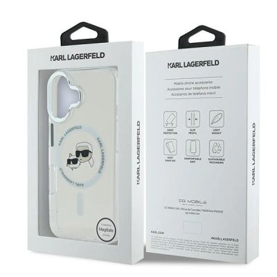 8. Karl Lagerfeld IML Metal Karl&Choupette Head MagSafe Hülle für iPhone 16 - Weiß