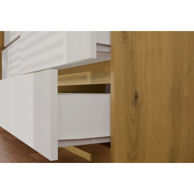 12. M6 MALWA Kommode 140 cm 6 Schubladen Kunst/Weiß Set