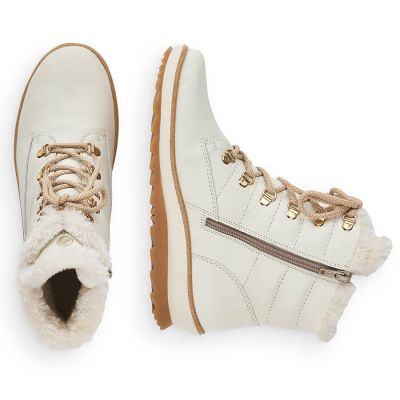 13. Remonte W RKR629 Wollgefütterte wasserdichte Lederstiefeletten, weiß