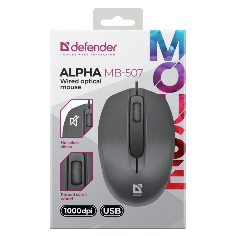 5. DEFENDER MAUS ALPHA MB-507 SILENT BLACK 1000dpi 3P