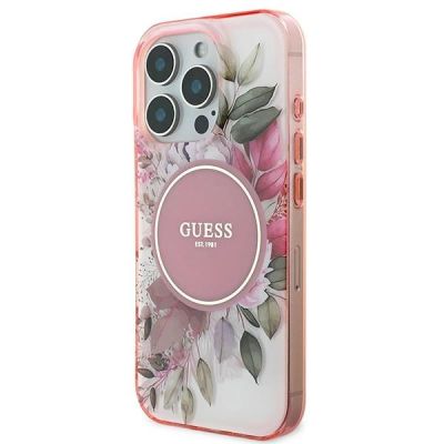 2. Guess IML Flower & Tonal Circle MagSafe-Hülle für iPhone 16 Pro Max – Rosa