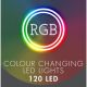32. Weihnachtsbaumbeleuchtung, Lichtvorhang für den Außenbereich/Innenbereich, 120 LEDs, 300 x 60 cm, mit Fernbedienung, RGB-Farben