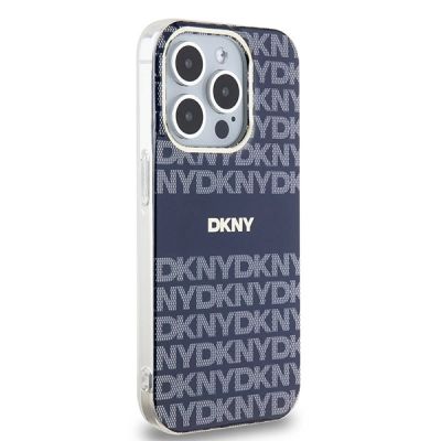 4. DKNY IML Mono & Stripe MagSafe Hülle für iPhone 15 Pro Max – blau