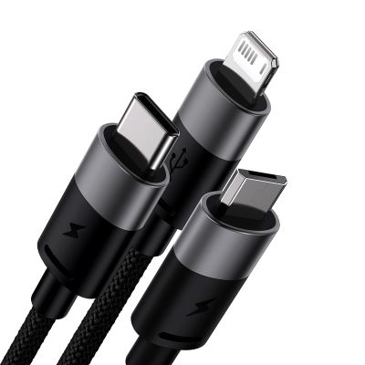 2. 3in1 USB - Micro-USB / Lightning / USB C 3,5A 1,2m Kabel Baseus StarSpeed - schwarz