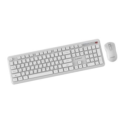 3. GEMBIRD Drahtloses Slim Pro Business Tastatur- und Maus-Set für den Schreibtisch, Weiß, RU-Layout