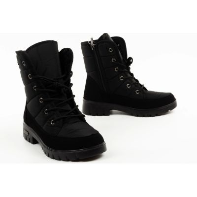 7. Progress Damen-Winterstiefel, schwarze gefütterte Schneestiefel mit Lammfell