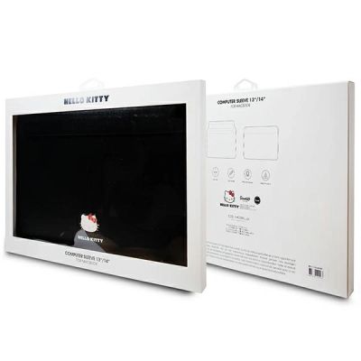 4. Hello Kitty PU-Metall-Logo-Hülle für einen 14-Zoll-Laptop – Schwarz