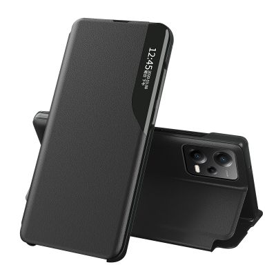 3. Eco Leather View Case für Xiaomi Redmi Note 12 Pro+ mit Klappständer schwarz